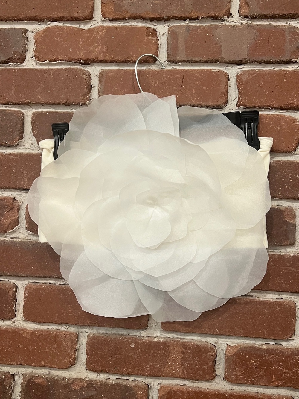 White Organza Flower Bandeau Top